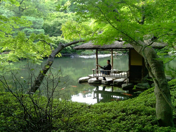 Tokyo, Japan, Happoen Garden, Helmut Scholz, Gitarre Tokyo, Japan, Happoen Garden, Helmut Scholz, Gitarre